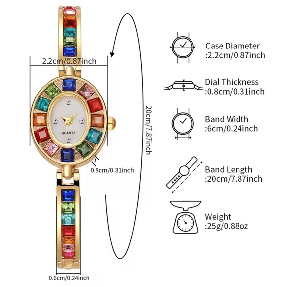 Vintage Gold Multicolor Quartz Watch - Picture 8 of 12